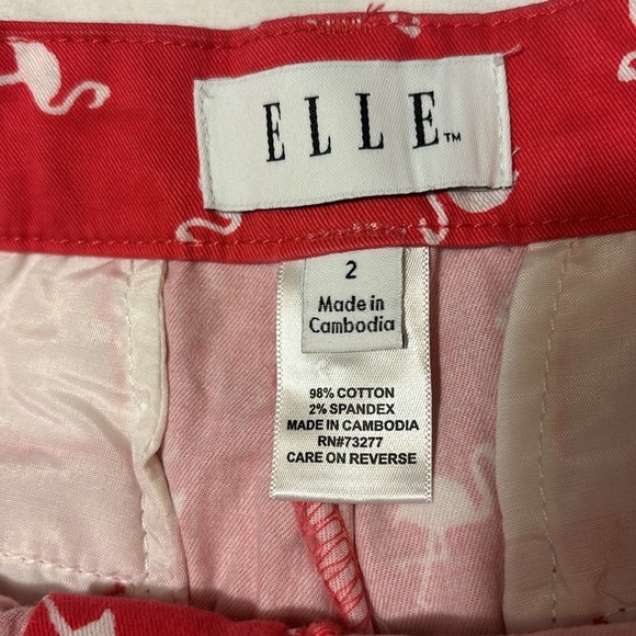 Elle Hot Pink Flamingo Print Chino Shorts size 2 - Picture 2 of 8